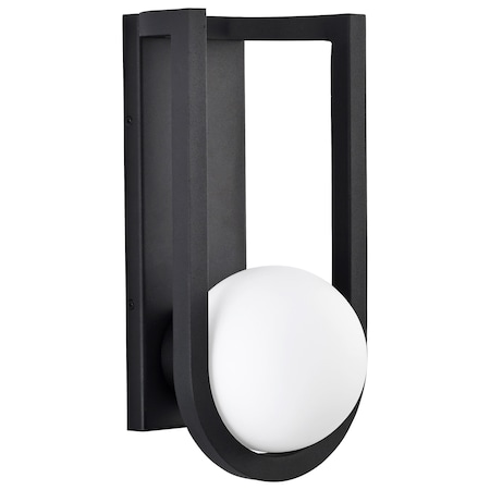 Nuvo Cradle 6W LED Large Wall Lantern - Matte Black / White Opal Glass 62/1620